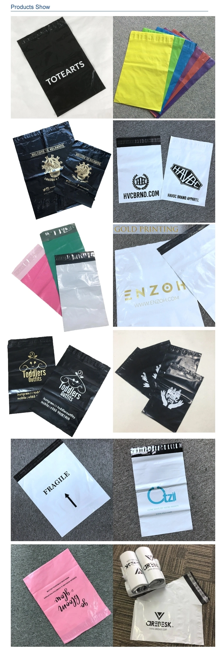 Colored Poly Mailers Plastic Mailer Envelope Custom Shipping Bags with Handle Poly Mailer with Logo