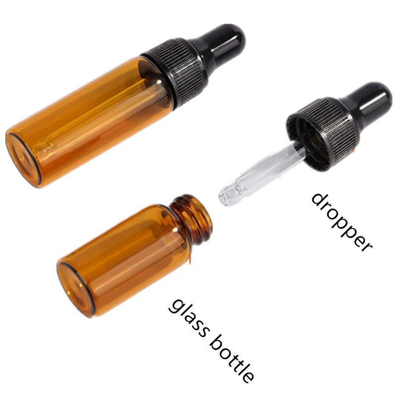 5 Ml 10 Ml 15 Ml 20 Ml Amber Glass Dropper Bottle Essential Oil Bottle with Plastic Eye Dropper Pipettes