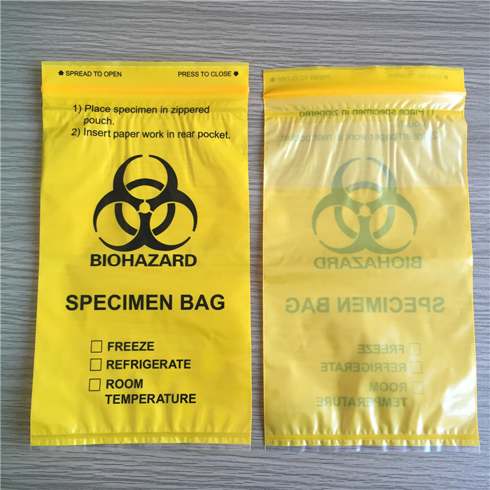 100% LDPE Biohazard Specimen Plastic Bags with Pocket
