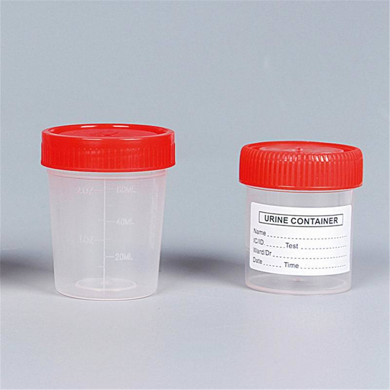 Disposable Medical 40ml 60ml Red Lid PP Urine Container/Hospital Stool Container