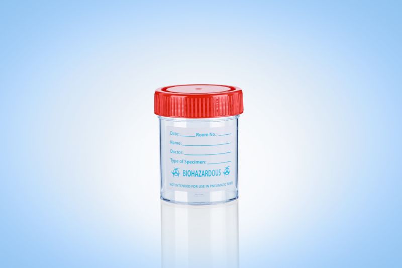 Disposable Sterile Stool Container 60ml Red Cap Without Stick