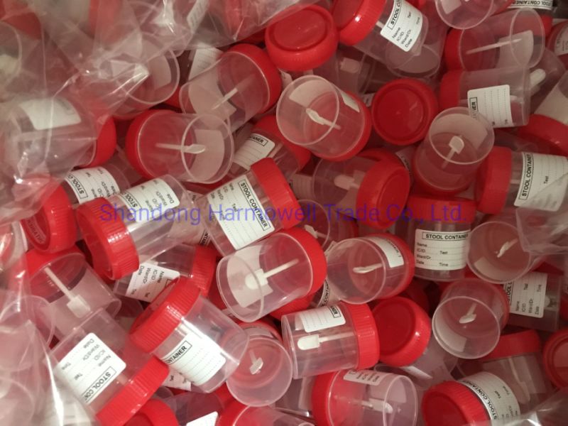 Stool Containers with Red Cap in PP 60ml Non Sterile