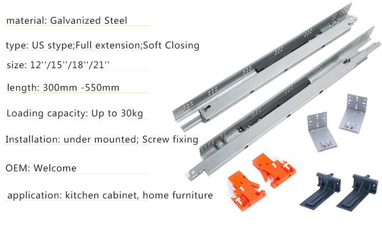 3-Fold Concealed Slide Kitchen Cabinet Drawer Slide