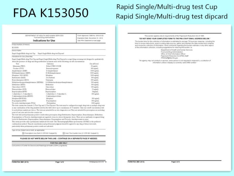 FDA Certificated Homeuse Urine Drug Test Urine Drug Tramadol Tml (TRA) Test Dipcard