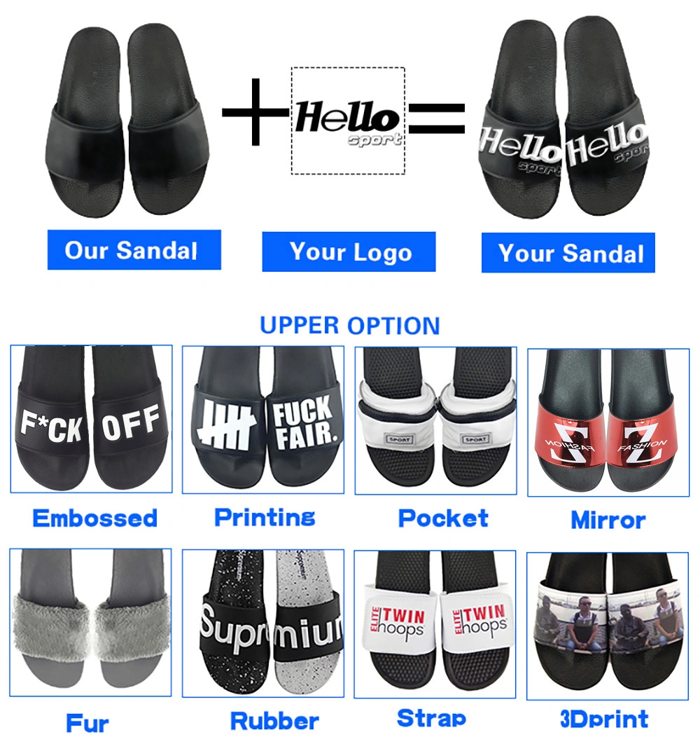 Blank Sandal Slide, Custom Logo Leather Slide Sandal Slipper Black Slide Sandal Men