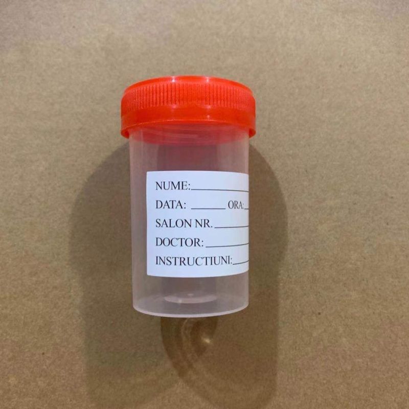 Sterile Urine Container, with Red Cap 30 Ml PP 60 Ml PP, with Label