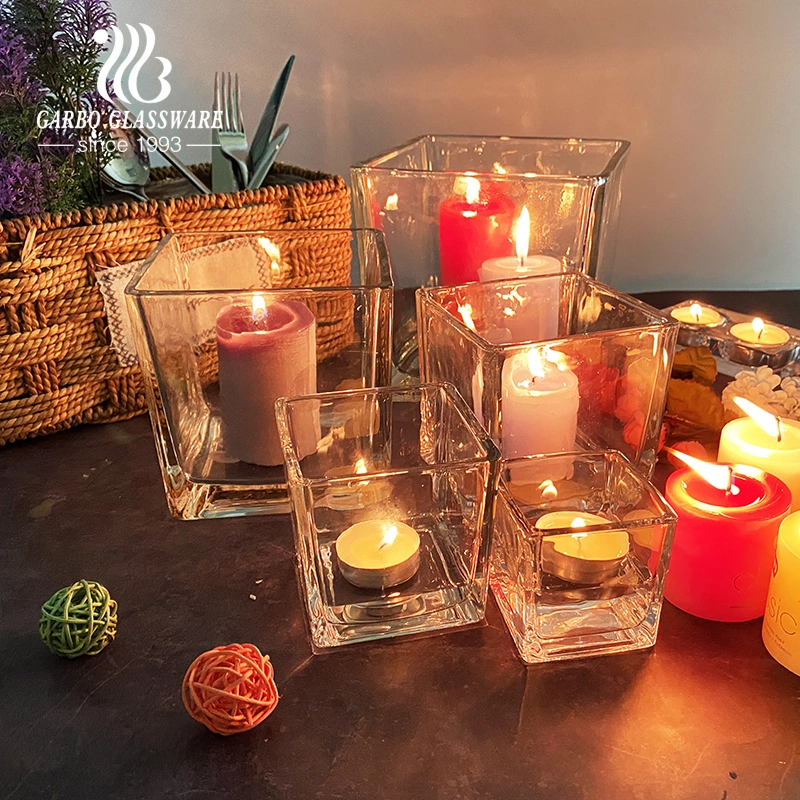 Candle Holder Articles Home Decor Gifts Best Selling Square Glass Candle Holder Glass Candle Jar