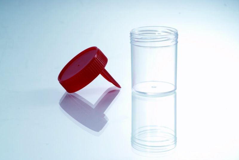 Disposable Sterile Stool Container 60ml Red Cap Without Stick