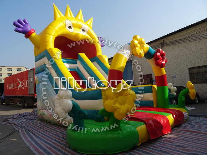Lily Toys New 2018 Design Sun Smiley Theme Slide, Single Slide Way Inflatable Dry Slide for Kids, Inflatable Land Fun Slide