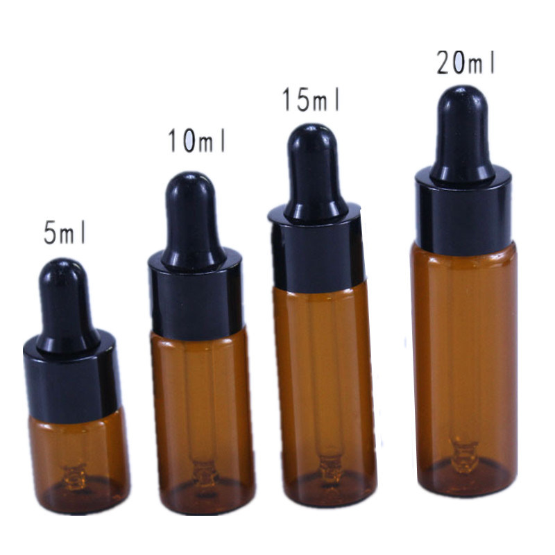 Amber Glass Dropper Bottle5 Ml 10 Ml 15 Ml 20 Ml Essential Oil Bottle with Plastic Eye Dropper Pipettes