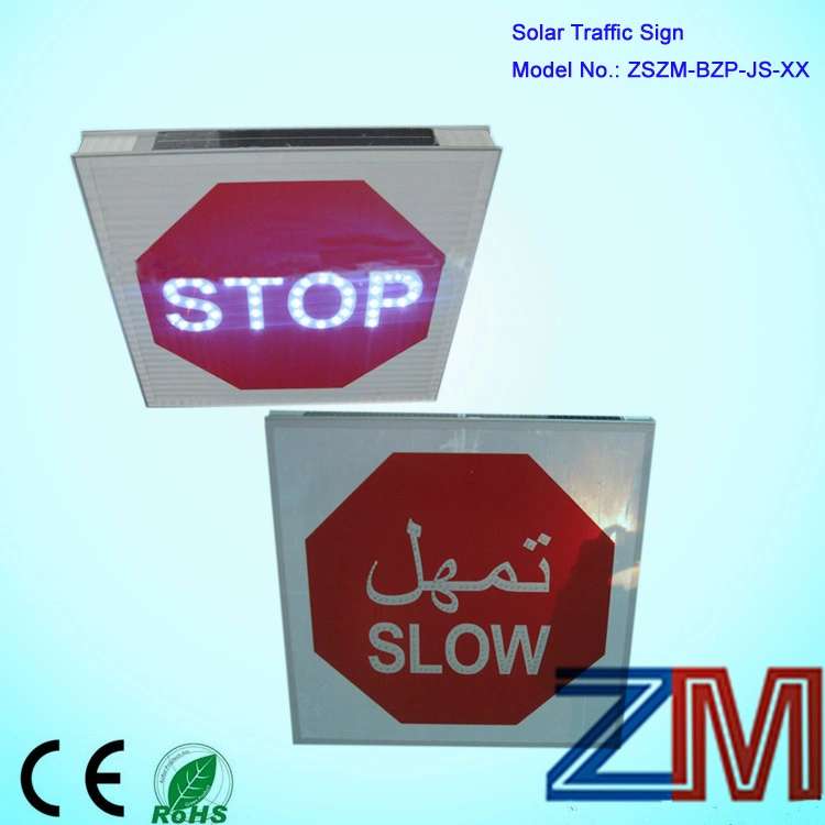 Steady on Street Solar Powered Traffic Sign / LED Flashing Road Sign / Warning Sign