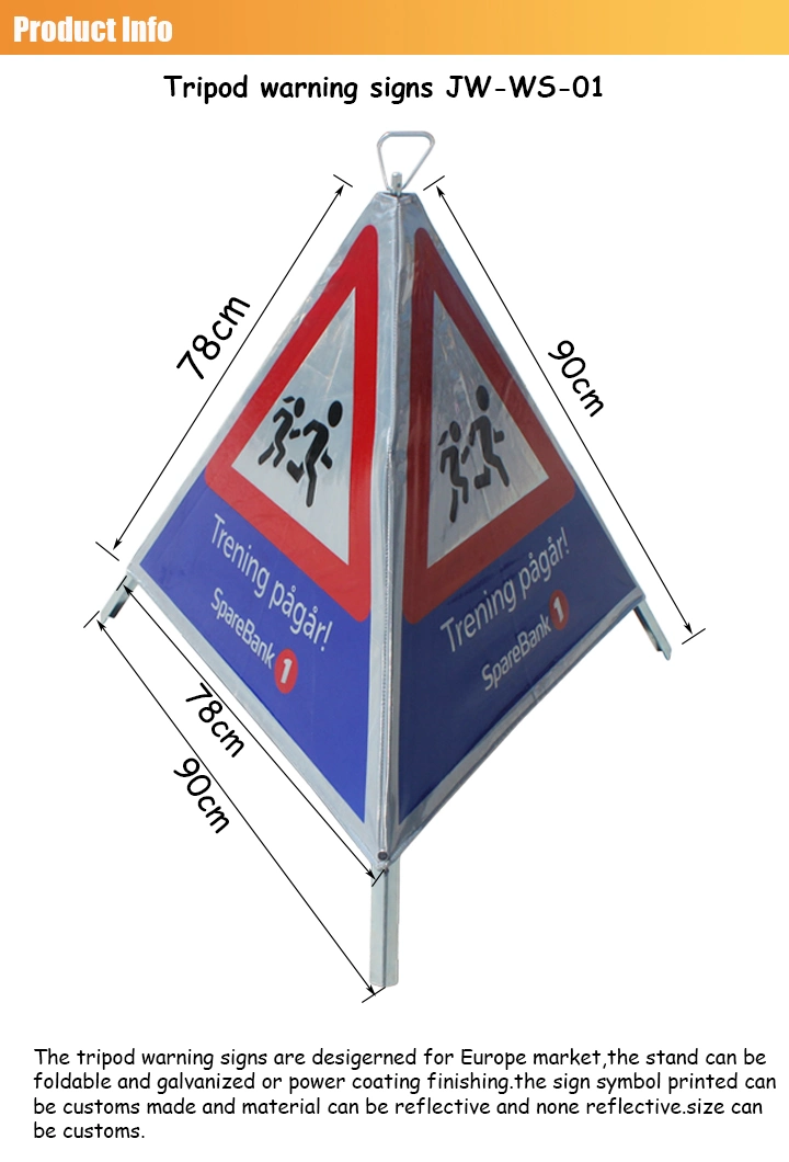 Portable Temporary Reflective Tripod Traffic Warning Sign