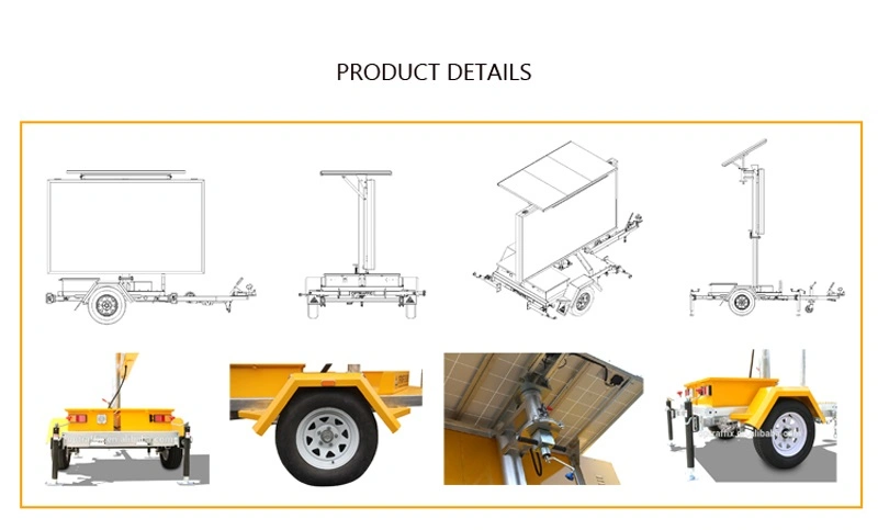 21A 12V Low Powered Vms Sign Mounted Mobile LED Display Trailer