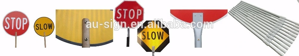 450mm Stop Slow Aluminum Sign Paddle Traffic Road Warning Sign with Wooden Dowel for Safety