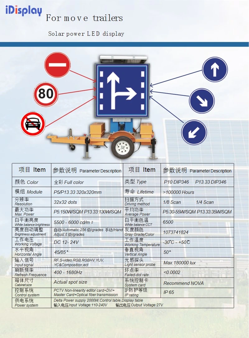 Customized Outdoor Solar Mobile LED Trailer for Traffic Sign Management