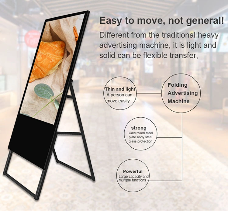 43inch Restaurant in Store Advertising Board Display Mobile Moveable Billboard Portable Digital Signage