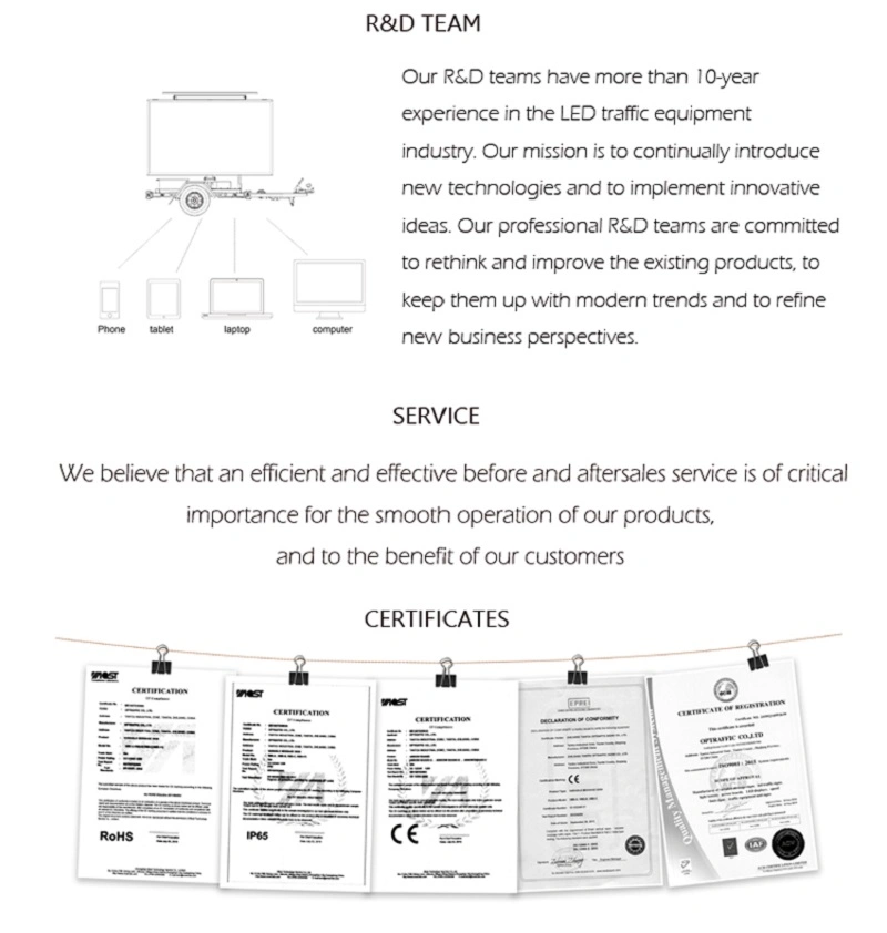 Road Traffic Equipment Mobile Vms Programmable Variable LED Message Sign Trailer