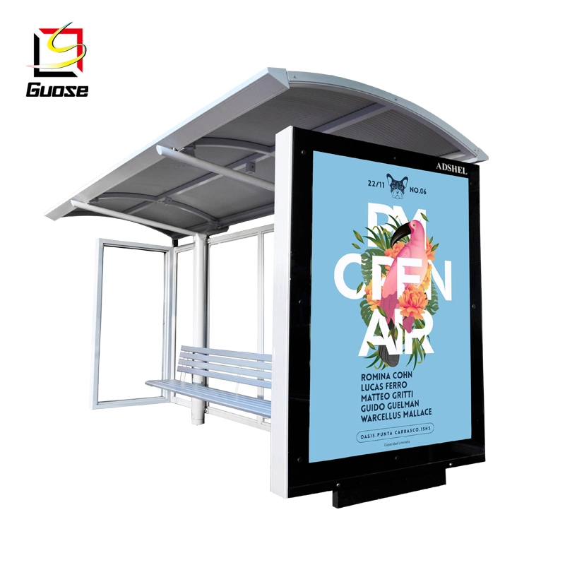 Metal Bus Shelter Stop with Advertising Light Box Billboard