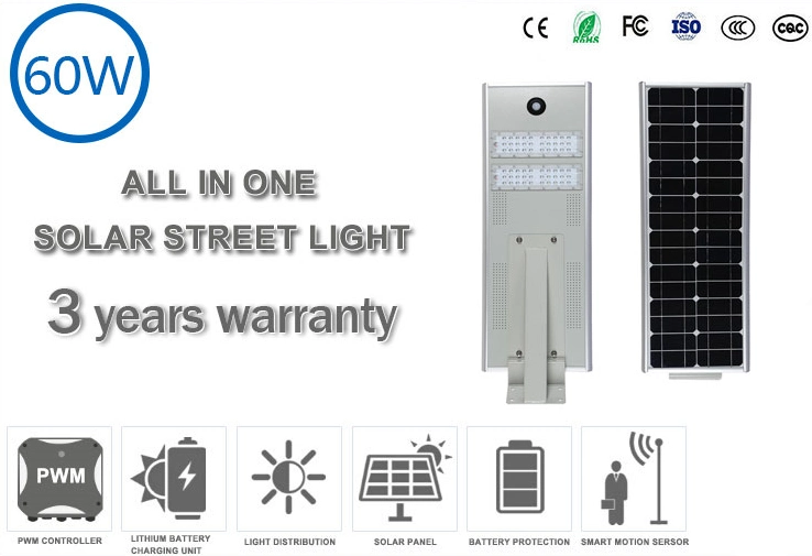 Wholesale Square Waterproof 60W Outdoor LED Solar Powered Power Path Light LED Integrated Solar Garden Lights