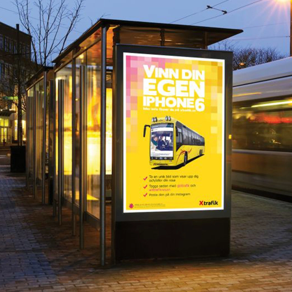 Outdoor Bus Stop Station Advertising Billboard Scrolling Light Box Banner