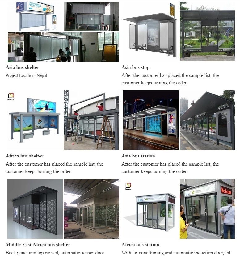 Indoor Advertising Billboard Prefabricated Bus Shelter