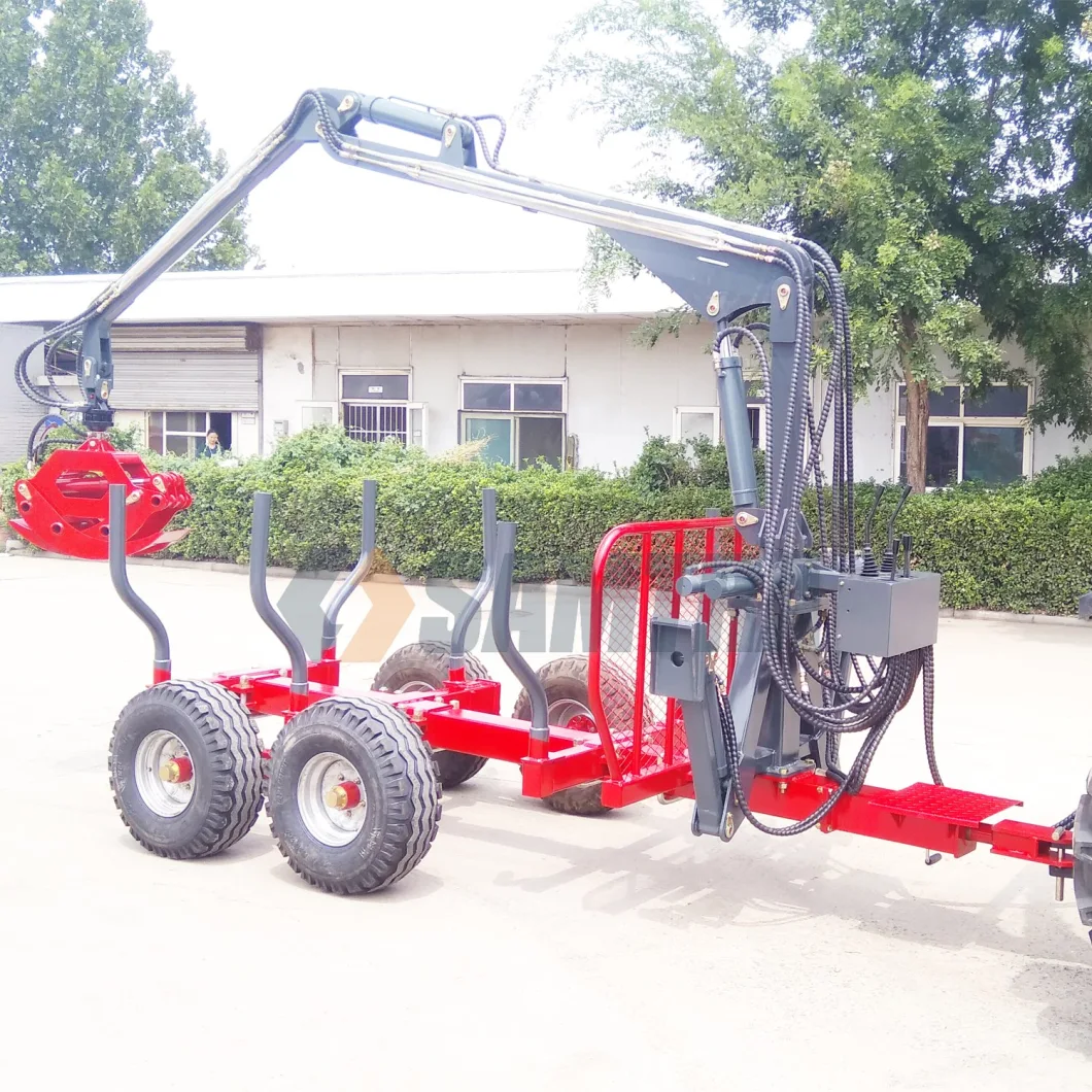 Factory of Log Trailer with Crane Forest Trailer Timber Trailer Wood Trailer Bamboo Trailer Sugarcane Trailer Log Hydraulic Grapple Zm ATV Log Loader Trailer