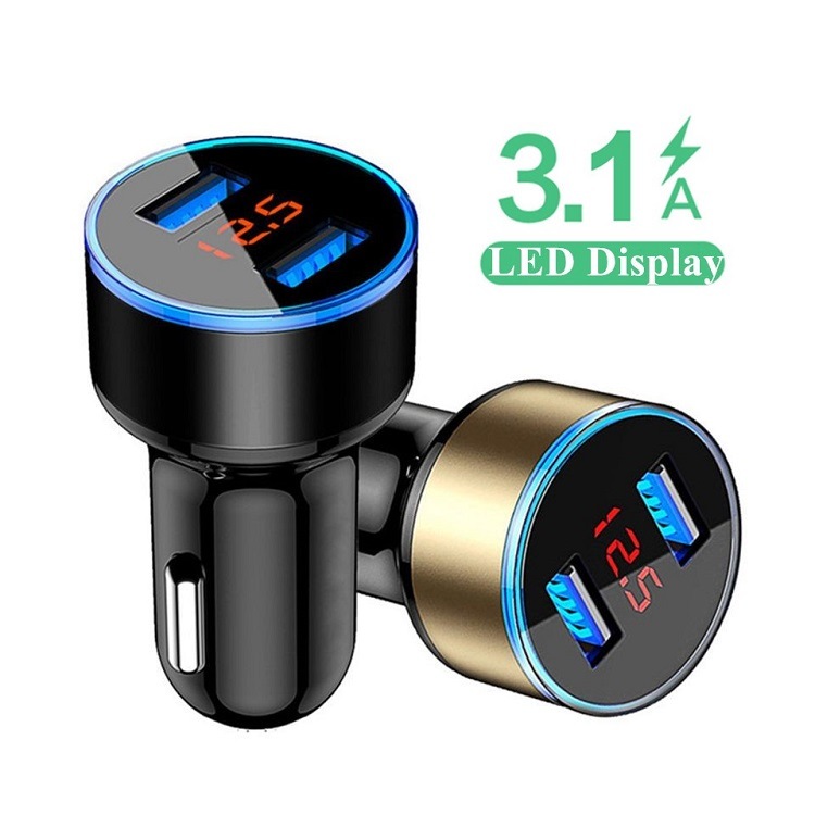 Car Charging Accessories Dual USB Car Charger LED Display Car Charger for Phone