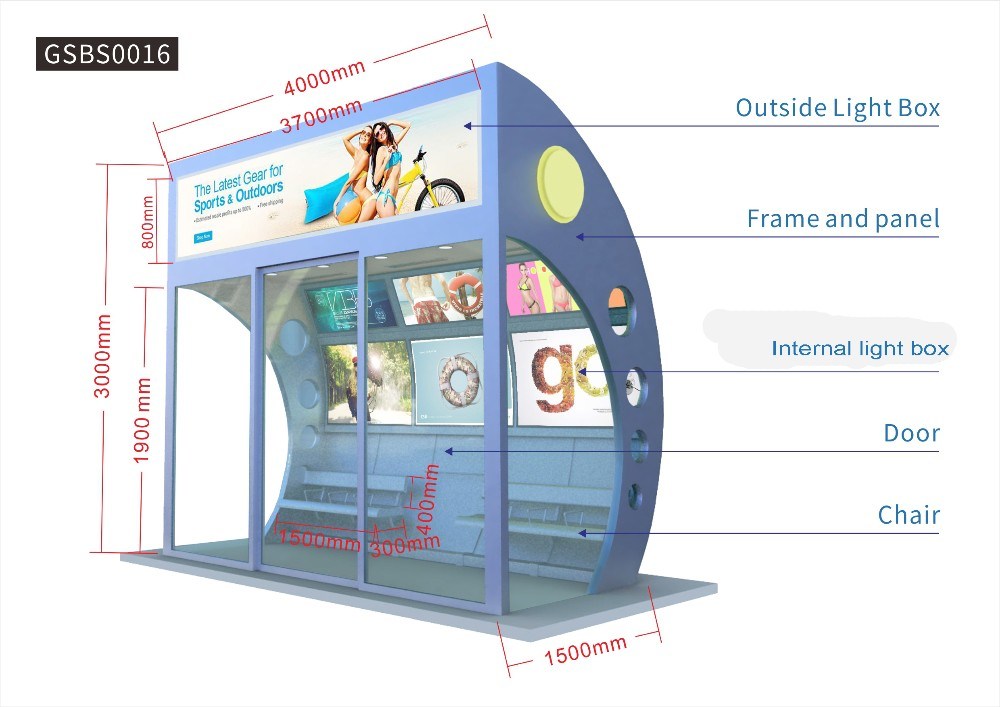 Outdoor Bus Stop Advertisement Light Box High Quality Bus Stop Advertising Billboard