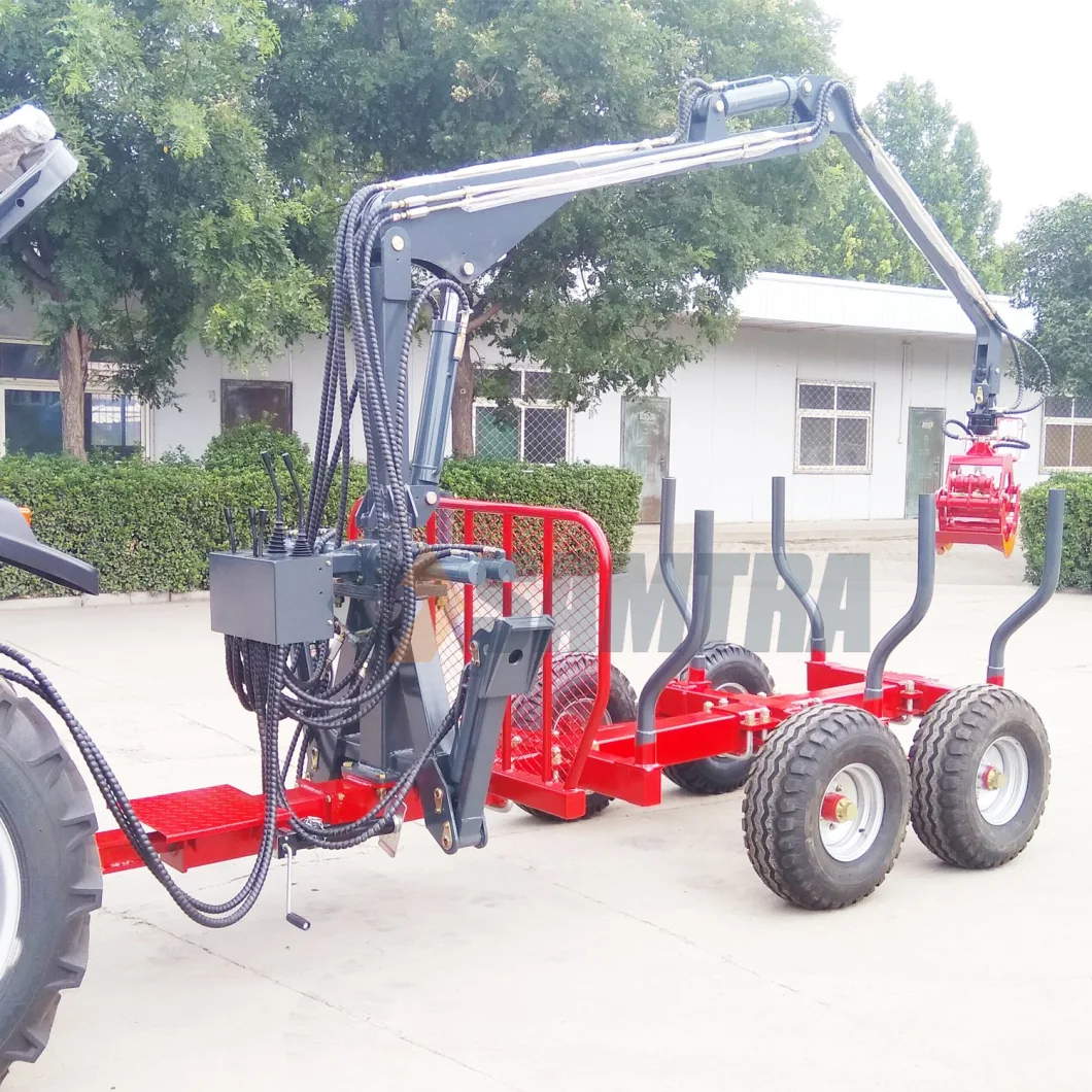 Factory of Log Trailer with Crane Forest Trailer Timber Trailer Wood Trailer Bamboo Trailer Sugarcane Trailer Log Hydraulic Grapple Zm ATV Log Loader Trailer