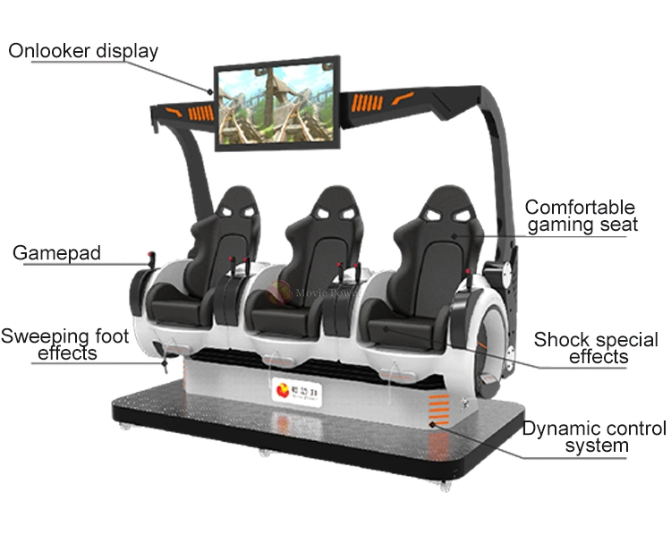 Amusement Park 3 Seats Ride 9d Virtual Reality Experience Simulator