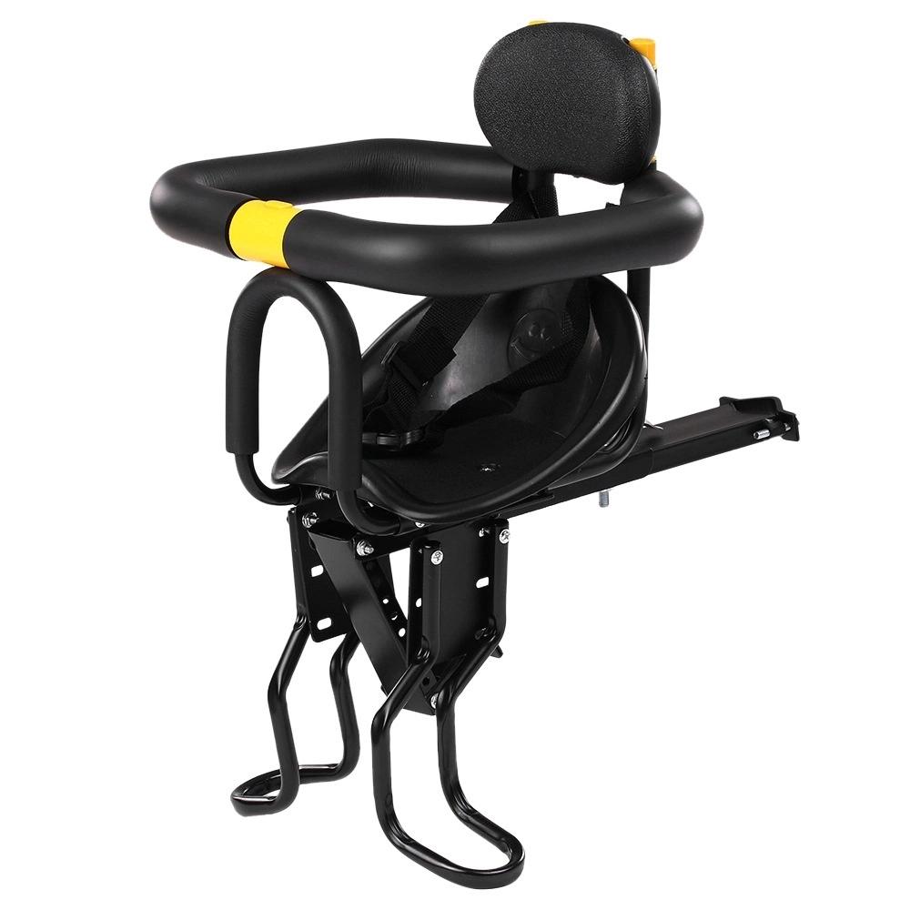 High Quality Baby Bike Seat Front Mounted Child Bike Seat with Back Rest Foot Pedals and Handrail