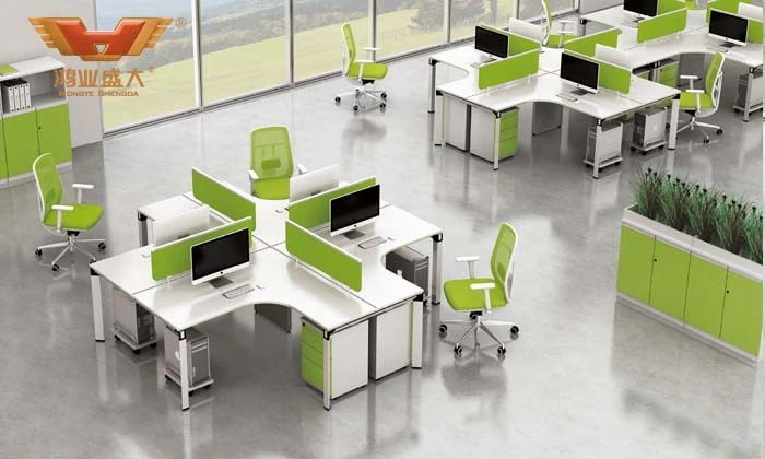 Modern 4 Seats Office Furniture Partition Workstation with Cross Design Cubicle Metal Legs (H50-0206)