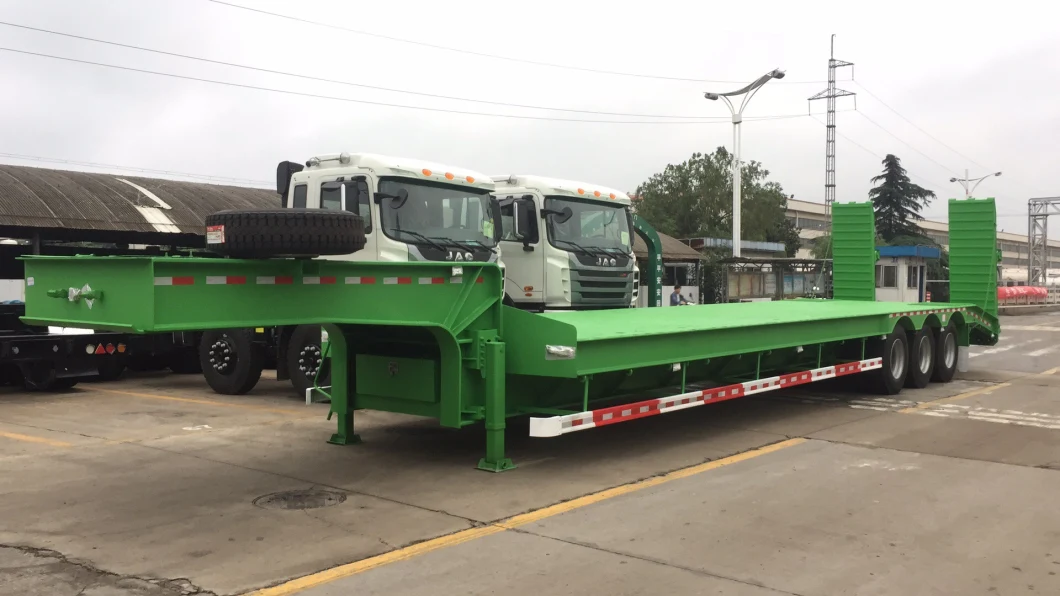 40-60tons 2-3axles Excavator Truck Semi Lowboy Low Bed Truck Semi Trailer