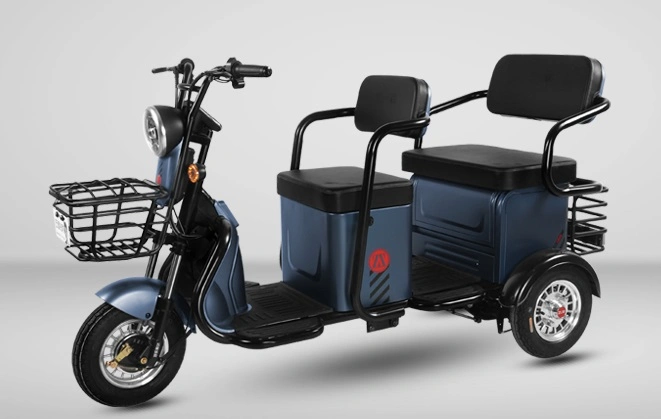Electric Three Wheeler with Rear and Front Basket and Double Row Seats