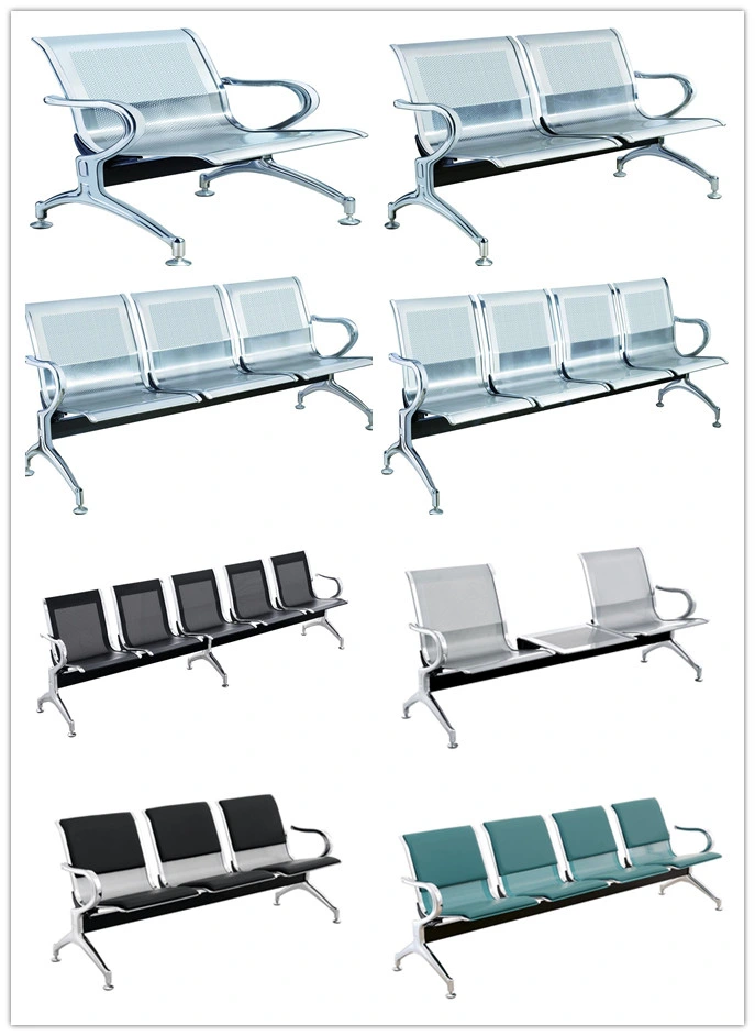 Black Color 5 Seats Metal Airport Hospital School Waiting Public Chair