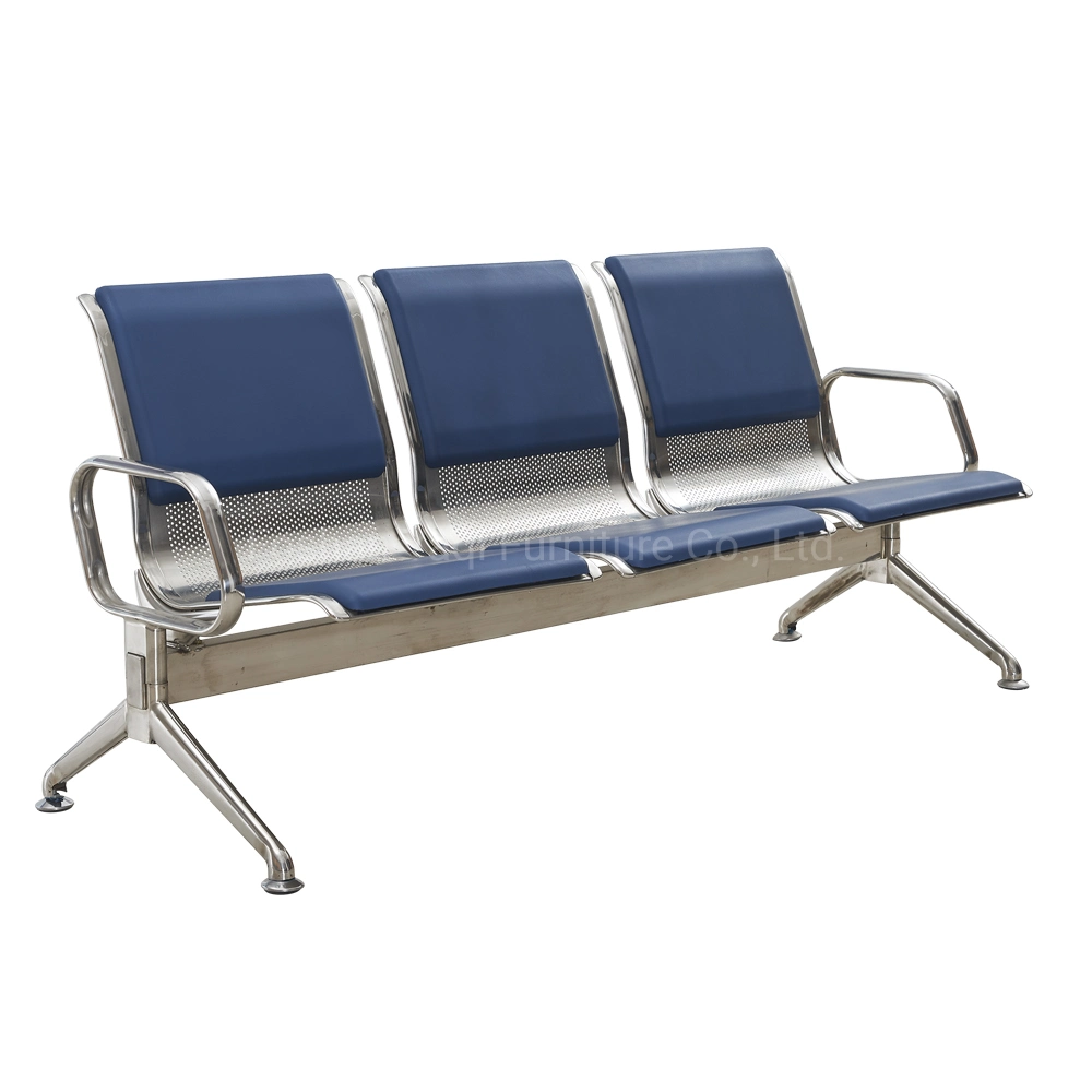 Polyurethane Bench Seat Waiting Chair PU Public 3-Seater Stainless Airport Chair (YA-81PU)