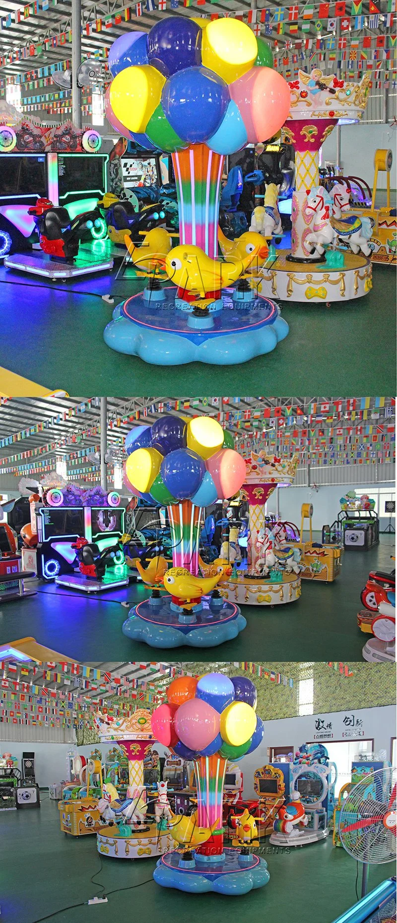 3 Seats Merry Go Round Mini Carousel Ride Kiddie Ride Amusement Game Machine