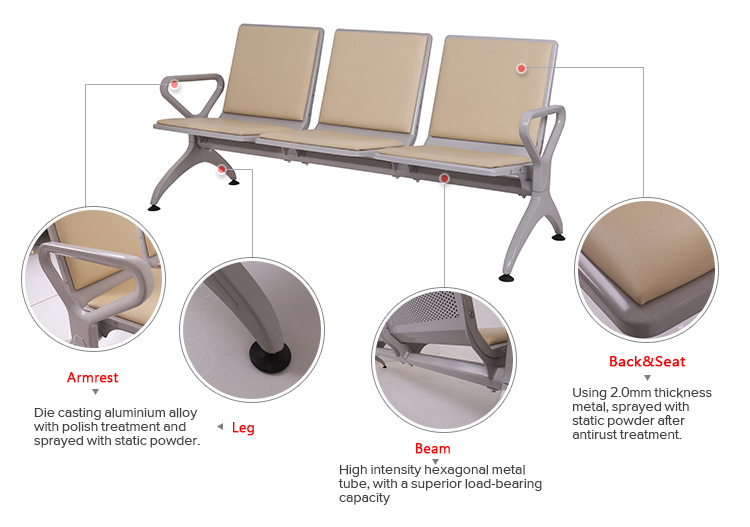 Metal Bench Waiting Seat for Airport 4 Seater Waiting Chair