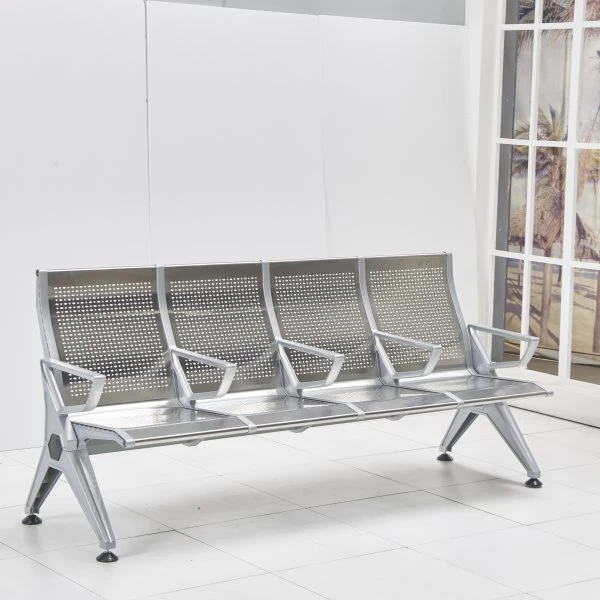 4 Seater Aluminum Alloy Chair with Arms Outdoor Bench Seat for Garden