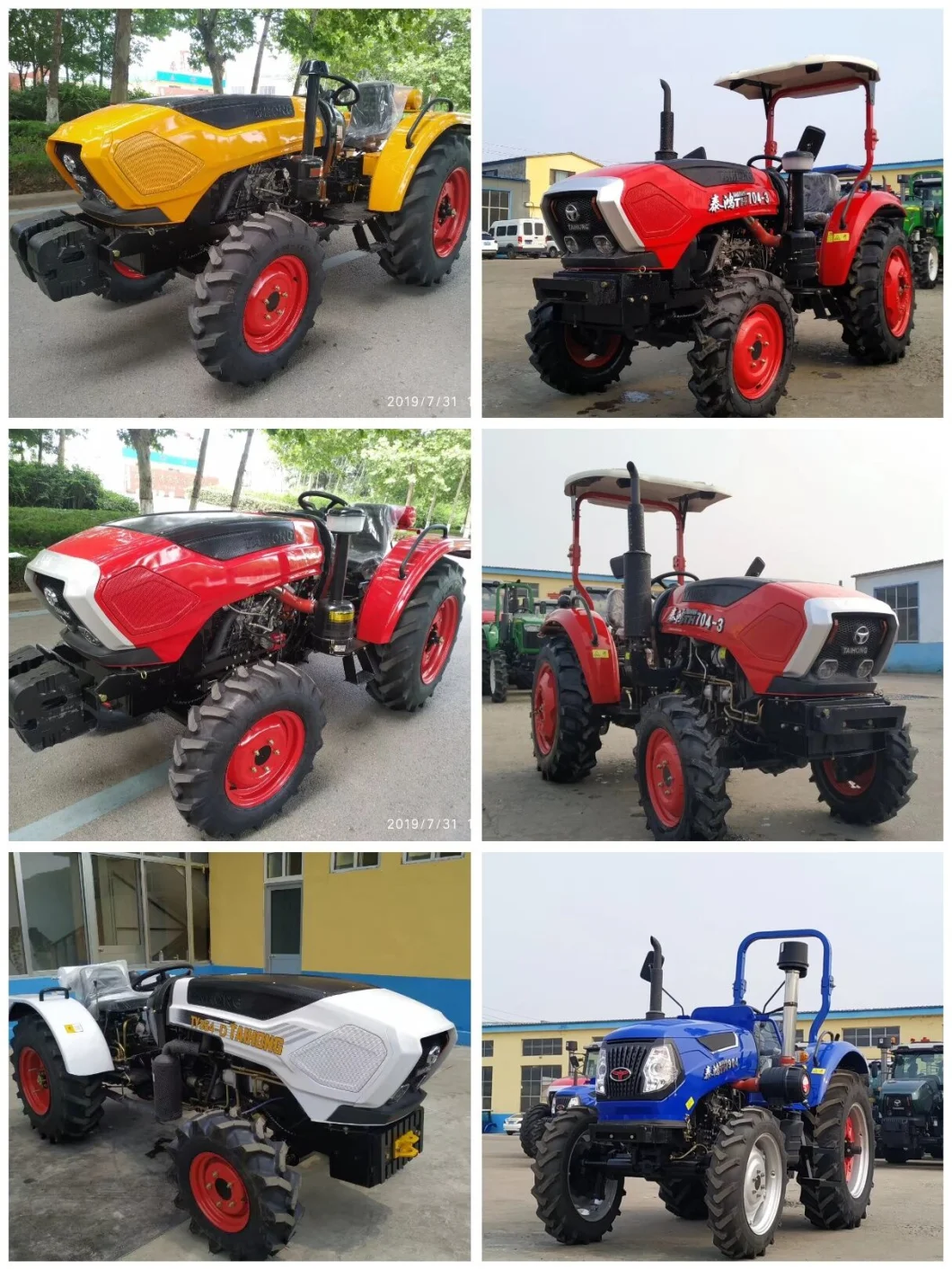 Taihong Factory Supply 60HP 4WD Wide Tire Laidong Engine Mini Tractors Compact Farm Tractor