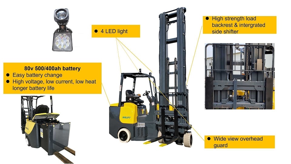 2 Ton Heavy Duty Forklift Electric Hydraulic Automatic Forklift