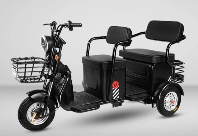 Electric Three Wheeler with Rear and Front Basket and Double Row Seats
