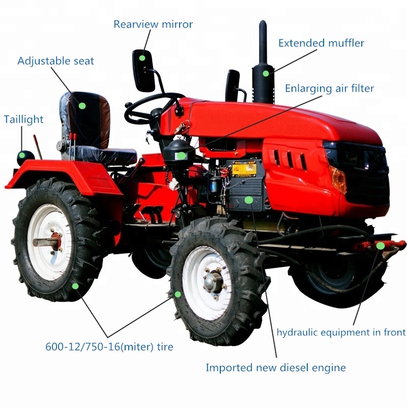 Telake Earu III Small Red 2WD Farm Tractor Lawn Tractor 13HP 15HP 18HP 20HP