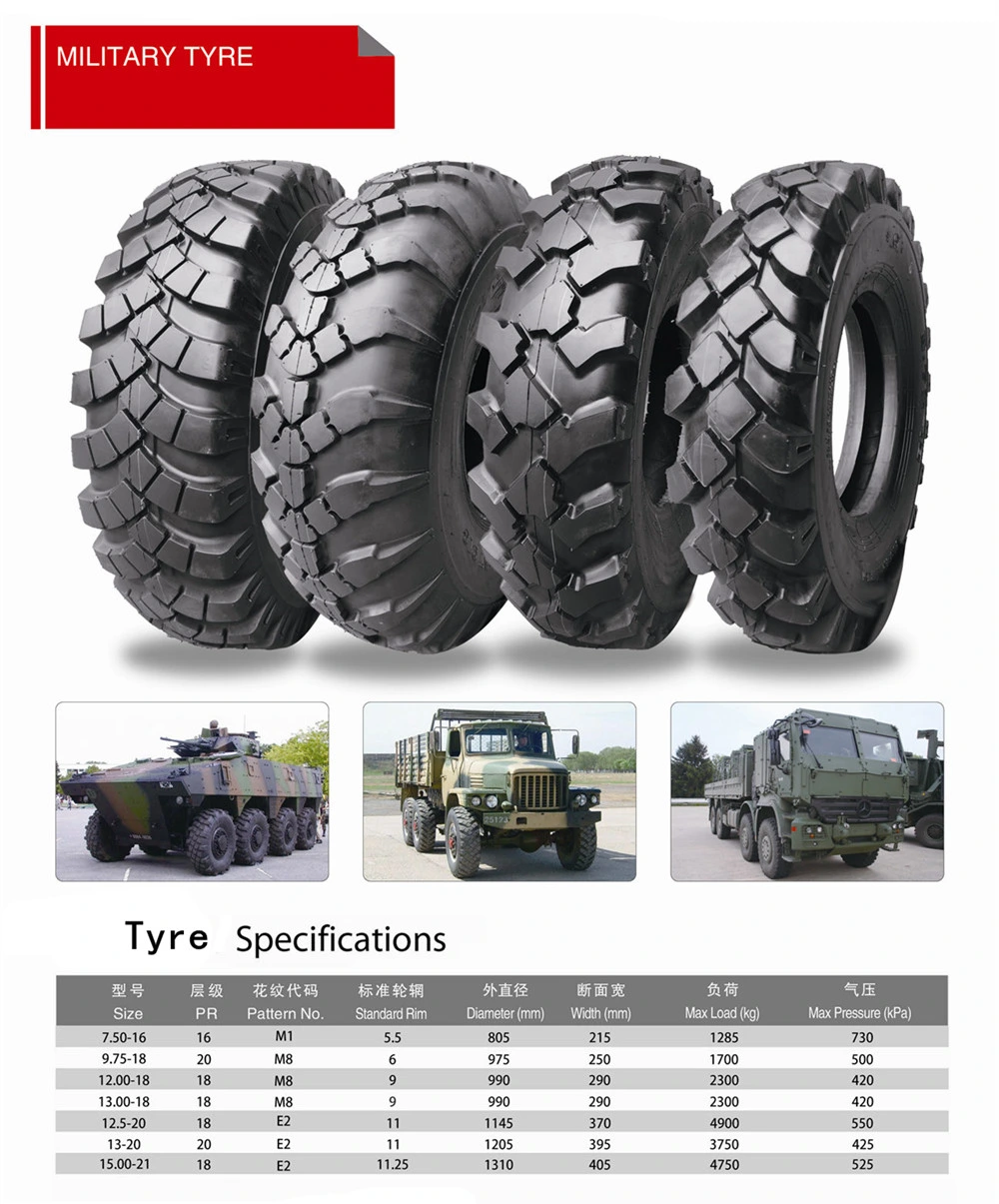 Military off Road Truck Tyre 15.00-21 Ttf Tubeless Triangle Mud Army Truck Tire