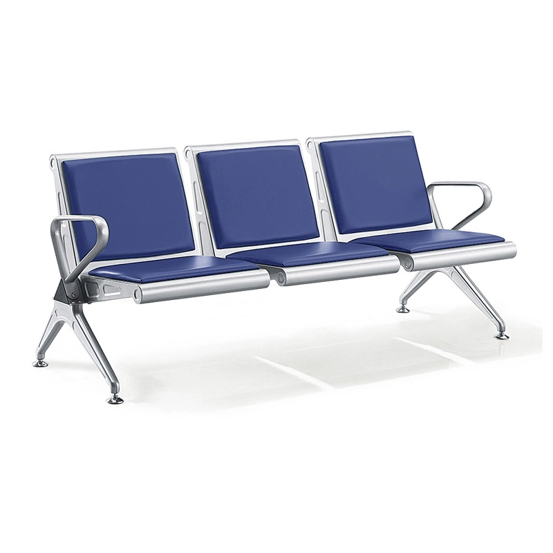 Wholesale Public furniture PU Leather Seat Stainless Steel Airport Waiting Bench Chairs