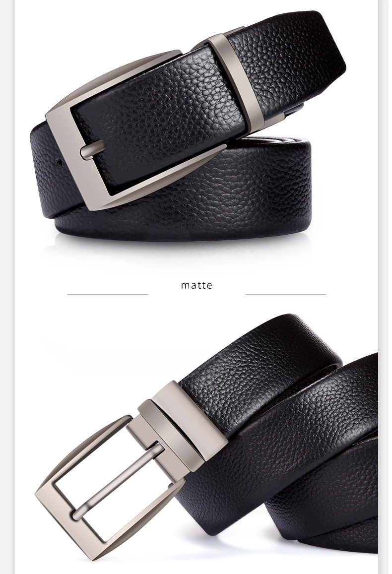 Fashion Pin Button Waist Strap Genuine Cowhide Leather Belts Business Formal Pin Buckle Belts