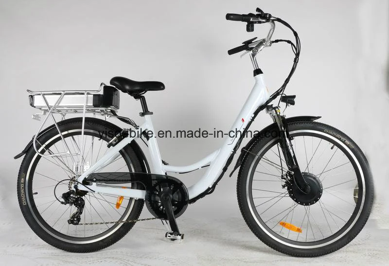 28 Inch Step Throught Electric Bicycle with Suspension Seat Post