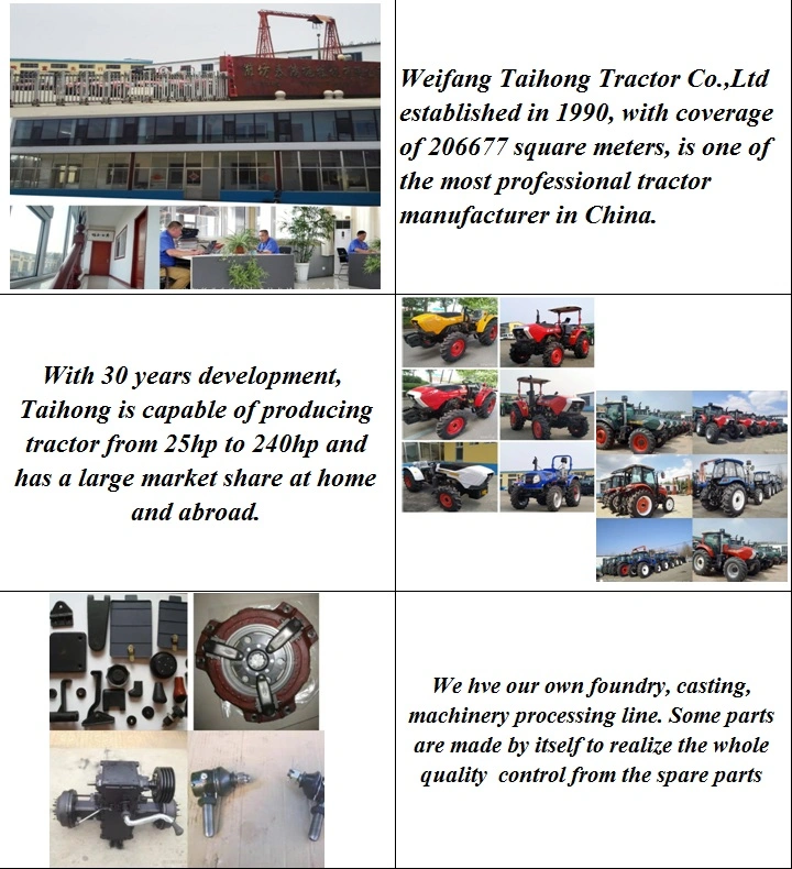 Taihong Factory Supply 60HP 4WD Wide Tire Laidong Engine Mini Tractors Compact Farm Tractor