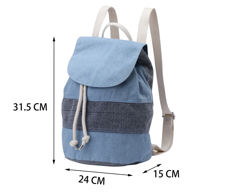 Low MOQ Denim Small Lovely Large Capacity Contrast Color Bucket Bag School Back Packs Backpacks