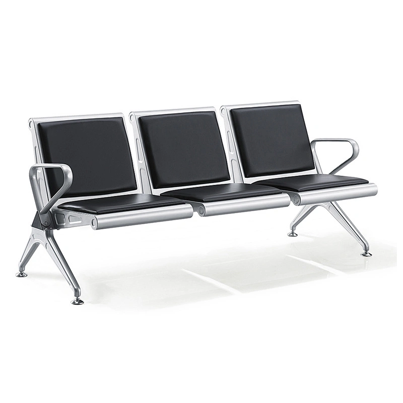 Wholesale Public furniture PU Leather Seat Stainless Steel Airport Waiting Bench Chairs